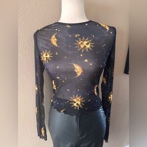 Sun and Moon Navy Mesh Crop top